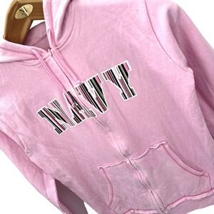 Jane Wayne Gear Navy Military Wives Pink Full Zip Hoodie Sweatshirt Medium NWT